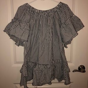 Zara off the shoulder striped dress